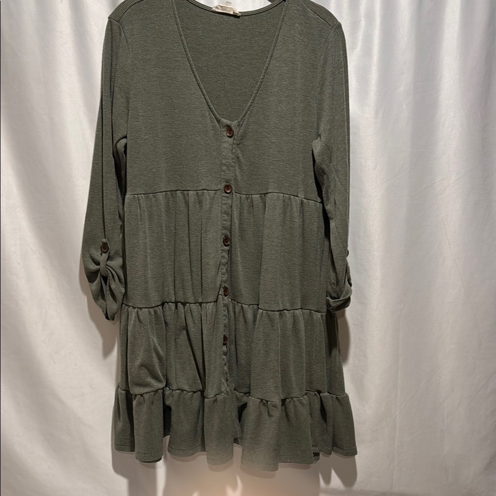 Olive Green Button-Down Dress